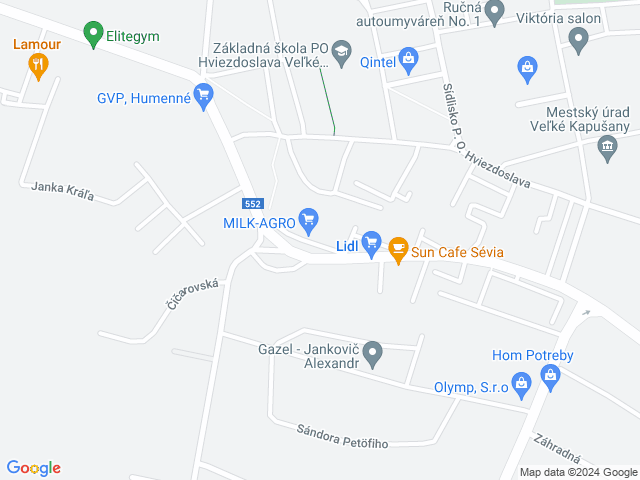 Google map: P.O.Hviezdoslava 48/77